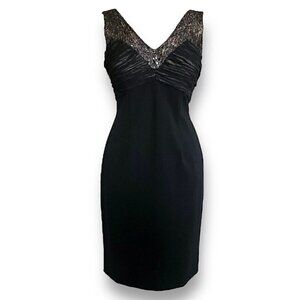 Carmen Marc Valvo Signature Womens Dress Sz 8 Black Silk Sequined LBD Cocktail